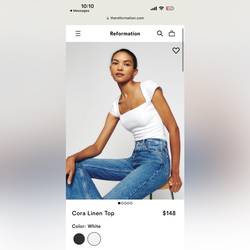 White Cora Linen Top Reformation